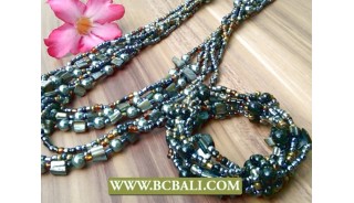 Mix Beaded Long Seeds Necklace Sets
